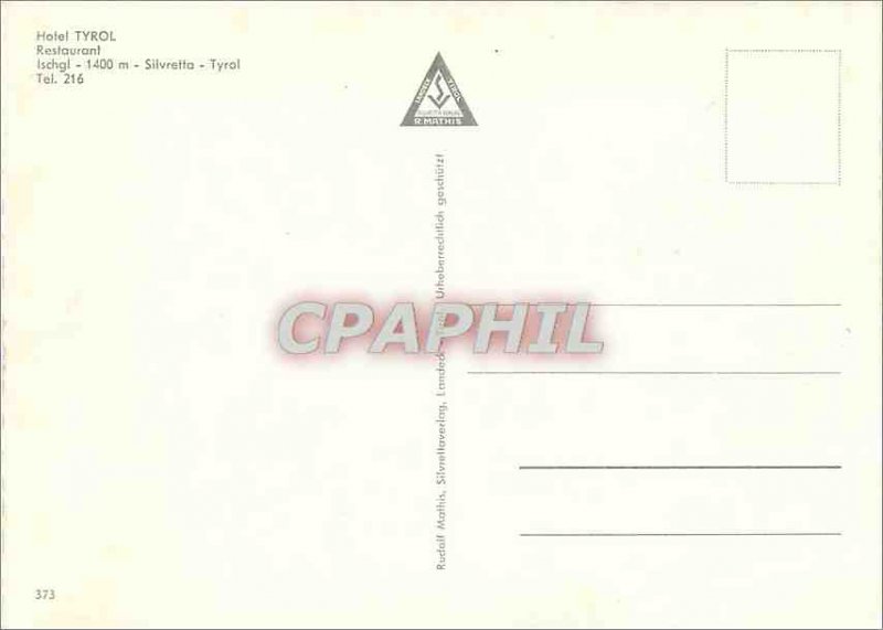 Postcard Modern Hotel Tyrol Restaurant Silvretta Tyrol