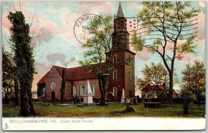 1910's Burton Parish Church Williamsburg Virginia VA Parish Grounds Postcard