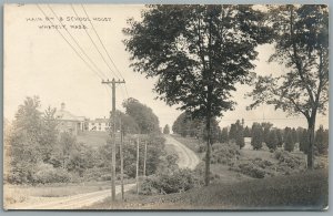 WHATELY MA MAIN STREET & SCHOOL HOUSE ANTIQUE REAL PHOTO POSTCARD RPPC