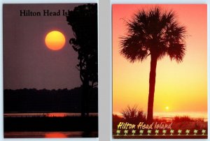 2 Postcards HILTON HEAD ISLAND, South Carolina SC ~ SUNRISE & SUNSET 4x6