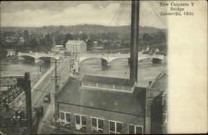 Zanesville OH New Concrete Y Bridge c1905 Postcard