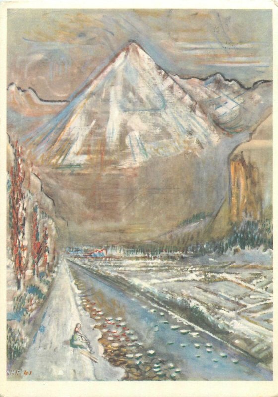 Postcard Alfred H Pellegrini mountain landscape paintng