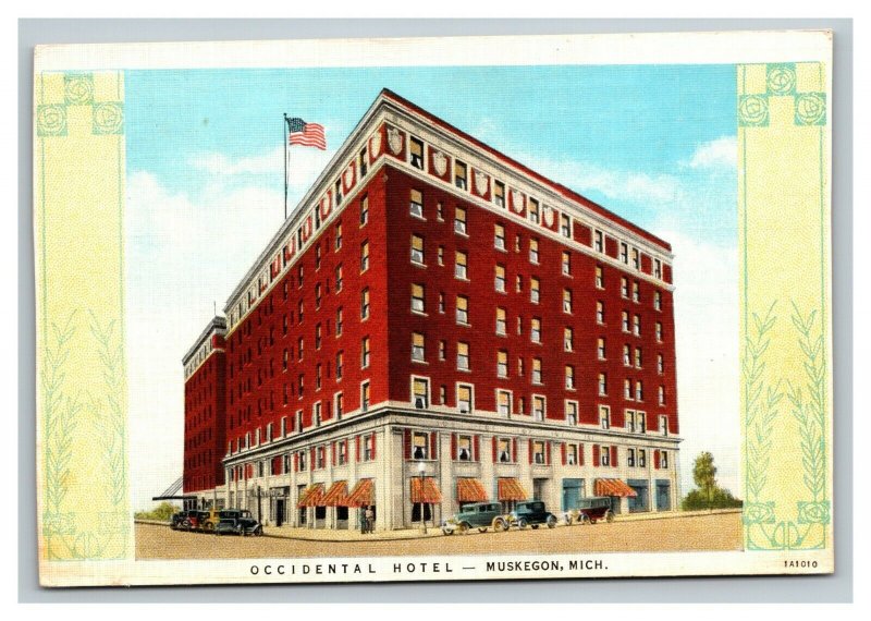 Vintage 1940's Advertising Postcard Occidental Hotel Muskegon Michigan