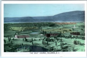 RPPC KELOWNA, BRITISH COLUMBIA  Canada    Birdseye GOLF COURSE  Tinted Postcard