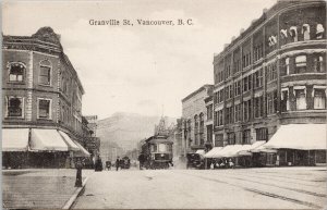 Granville Street Vancouver BC Streetcar Hudson's Bay Store B. Honig Postcard H7