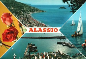 Postcard Alassio Historic Site Flower Western Coast of Liguria Northern Italy