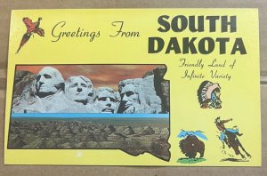 VINTAGE UNUSED  POSTCARD - GREETINGS FROM SOUTH DAKOTA