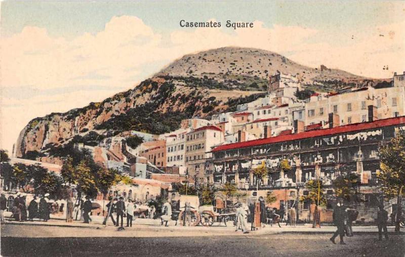 Gibraltar Casemates Square Street Scene Antique Postcard J66448