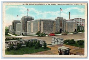 1946 Office Building Hershey Chocolate Corp. Classic Cars Hershey PA Postcard 
