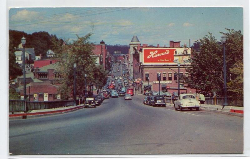 Water Street Cars Harvard Beer Sign Augusta Maine 1956 postcard