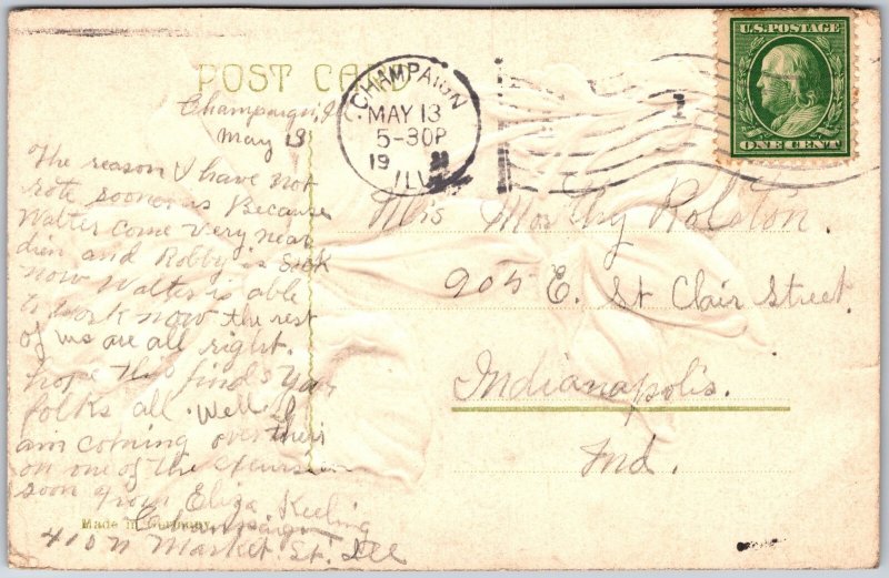 Congratulations, Embossed Purple Iris Flower Floral Design, Vintage Postcard