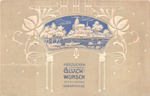 HAPPY BIRTHDAY GUMMERSBACH GERMANY EMBOSSED POSTCARD 1906