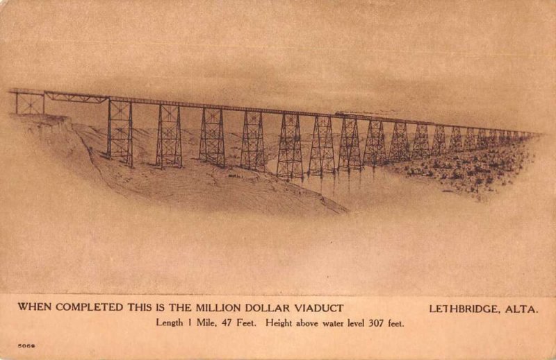 Lethbridge Alta Canada Million Dollar Viaduct Vintage Postcard AA21774