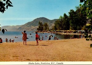 Canada British Columbia PentictonBeach and Campers At Skaha Lake