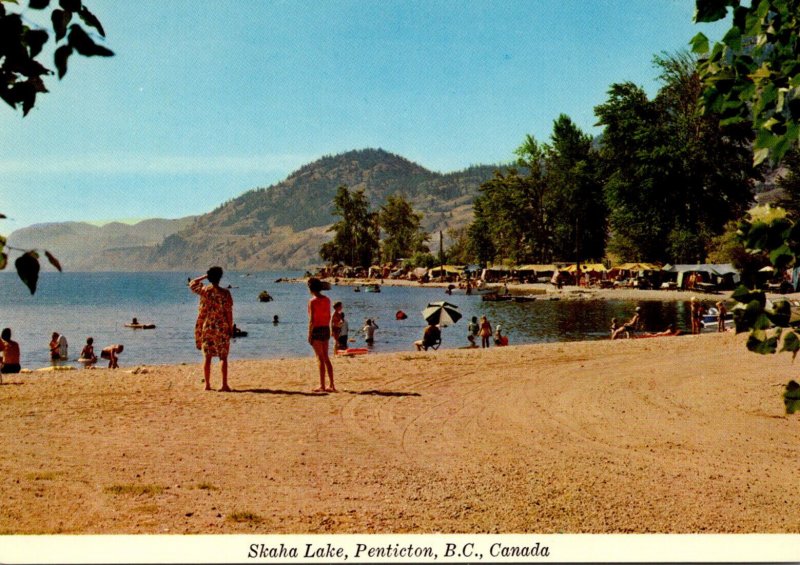 Canada British Columbia PentictonBeach and Campers At Skaha Lake