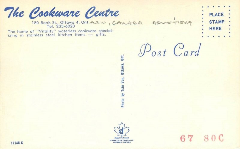 Postcard Canada Ontario Cookware Centre Advertising Interior Van 23-2021