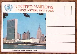 1960s UNITED NATIONS HEADQUARTERS NEW YORK FOLD OUT SOUVENIR POSTCARD Z3287