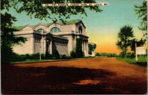 Vintage 1930's Art Museum Forest Park St Louis Missouri MO Linen Postcard UNP