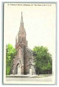 Vintage 1930's Postcard St. Anthony's Catholic Church Virginia Ave. Effingham IL