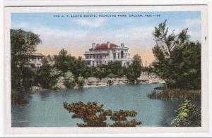 A T Lloyd Estate Highland Park Dallas Texas linen postcard