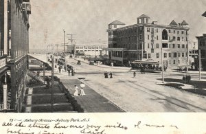 Asbury Park NJ-New Jersey, 1906 View of Asbury Avenue, Street View, Postcard