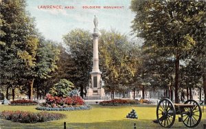 Soldiers' Monument Lawrence, Massachusetts Postcard