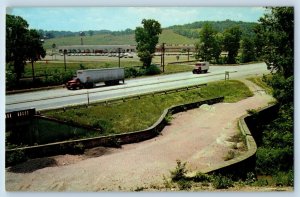 1960 Concord Ohio Postcard Historic S Bridge National Road Industrial Facility