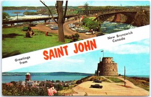 VINTAGE POSTCARD REVERSING FALLS AND MARTELLO TOWER AT SAINT JOHN NEW BRUNSWICK