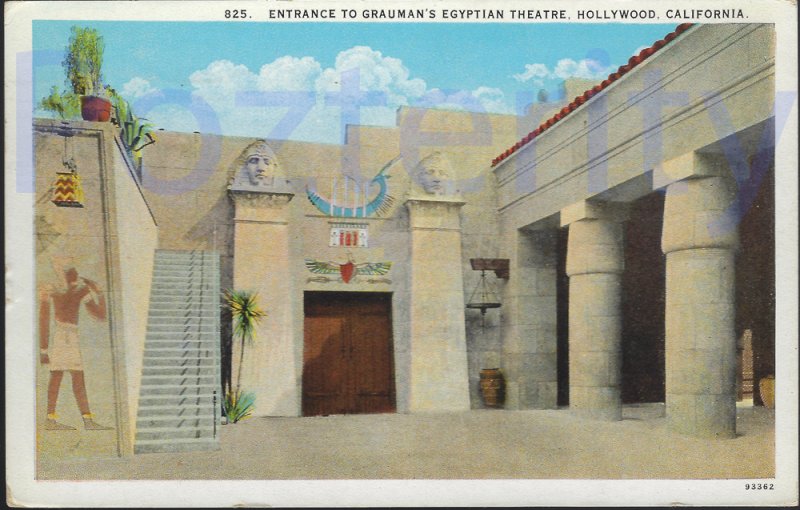 ENTRANCE TO GRAUMAN'S EGPTIAN THEATRE 1927  HOLKLYWOOD CALIFORNIA