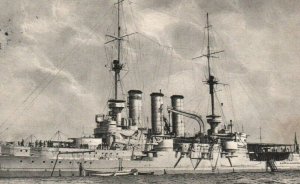 SMS Braunschweig German Imperial Navy Battleship  WWI c.1910 Vtg Postcard