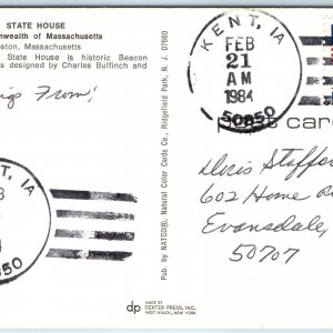 1984 Kent, IA Post Office Cancel Postcard Town USPO Postal History A268