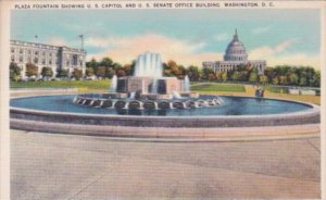 Plaza Fountain Showing U S Capitol and Senate Office Building 1937 Washington...