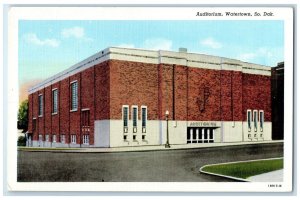 c1940 Auditorium Watertown Exterior Building Road South Dakota Vintage Postcard