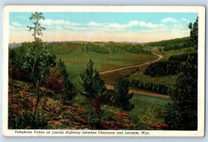 c1940 Laramie Wyoming Vintage Postcard Telephone Canon Lincoln Highway Cheyenne