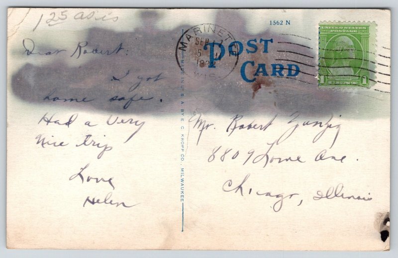 Marinette Wisconsin~Senior~Junior~High Schools~Red Brick Bldg~1932 Postcard