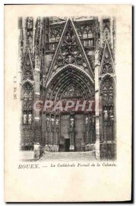 Old Postcard Rouen Cathedral Portal Calende