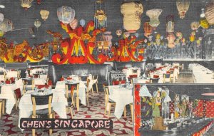 CHEN'S SINGAPORE Chinese Restaurant NEW YORK CITY 1953 Linen Vintage Postcard