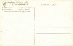 Holland America Line SS Nieuw Amsterdam Regular Transatlantic Service Postcard