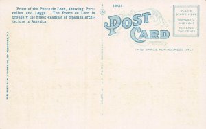 Hotel Ponce De Leon, St. Augustine, Florida, Early Postcard, Unused