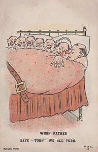 Turning In Bed Fat Family Woman Man Stomach Grotesque Seaside Comic Postcard