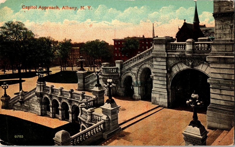 Capitol Approach Albany New York NY Divided Back Postcard Unposted Unused Vtg 