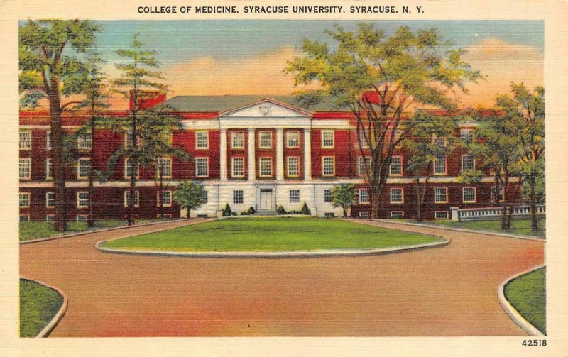 SYRACUSE, NY New York  COLLEGE OF MEDICINE~Syracuse University  c1940's Postcard