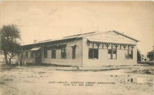 American Camp Dix New Jersey Camp Library 1915 Military postcard 6171