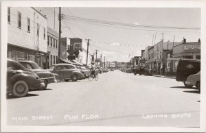 Flin Flon Manitoba Main Street HBC Prestons Schieders Mens Wear RP Postcard H28