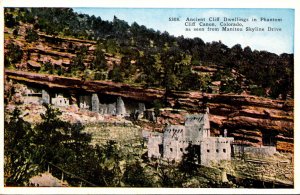 Colorado Ancient Cliff Dwellings In Phantom Cliff Canon Seen From Manitou Sky...
