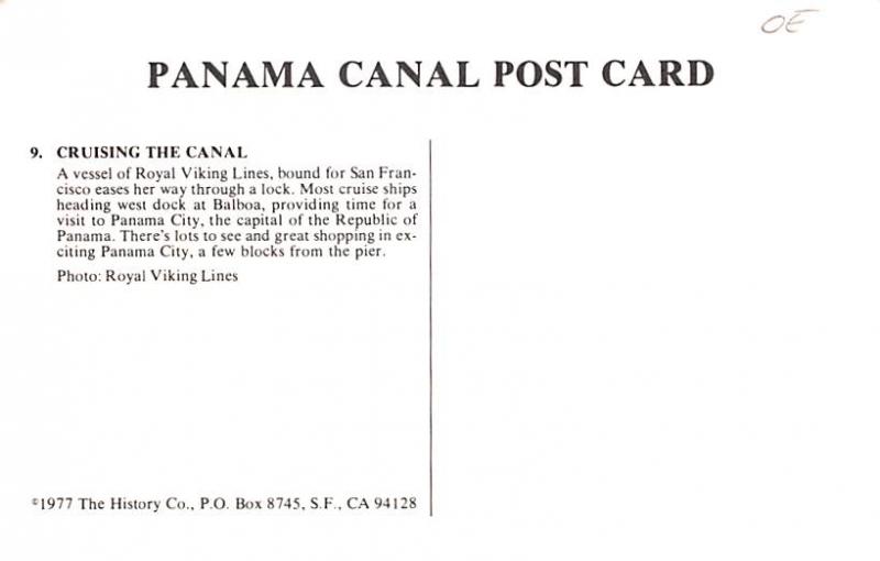 Panama Old Vintage Antique Post Card Cruising the Canal Unused