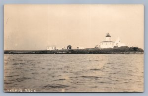 MACHIASPORT ME AVERY'S ROCK LIGHT HOUSE ANTIQUE REAL PHOTO POSTCARD RPPC