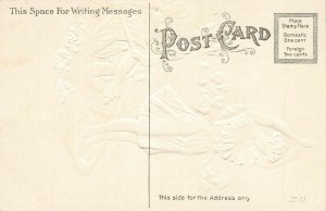 Woman Diving From Boat Embossed Postcard
