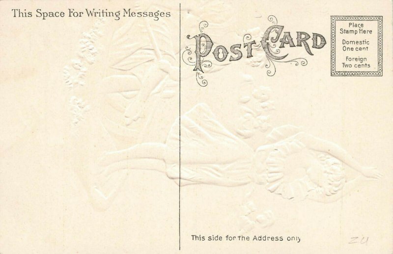 Woman Diving From Boat Embossed Postcard