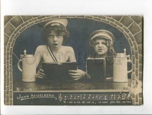 285789 Jung Heidelberg GIRL Kids w/ BEER Vintage PHOTO PC